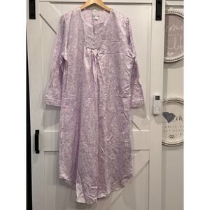 Carole Hochman Long Light Purple Floral Print Kaftan Nightgown Size XL